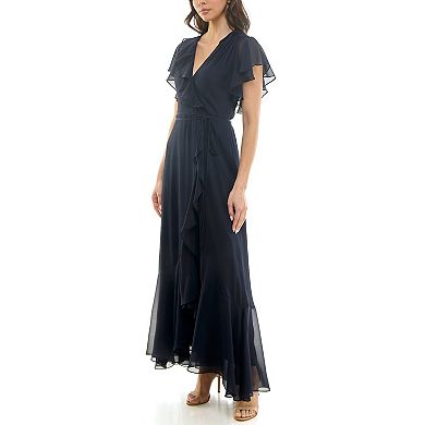 Women's Maison Tara Cap Sleeve Ruffle Wrap Maxi Dress