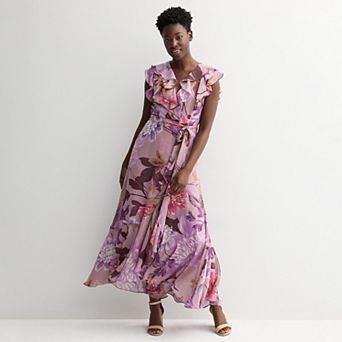 Women's Maison Tara Floral Ruffle Wrap Maxi Dress