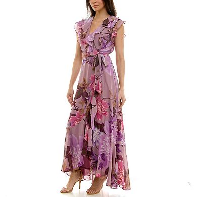 Women's Maison Tara Floral Ruffle Wrap Maxi Dress