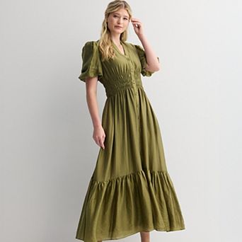 Women's Taylor Puff Sleeve Button Front Dress