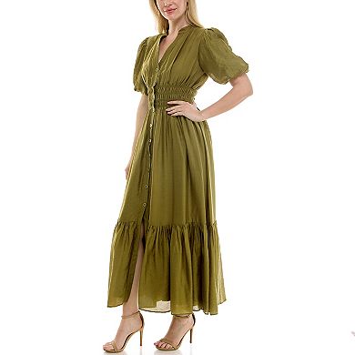 Women's Taylor Puff Sleeve Button Front Dress