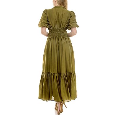 Women's Taylor Puff Sleeve Button Front Dress