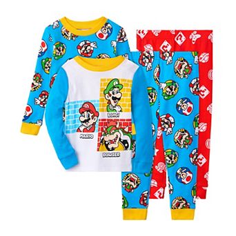 Toddler Nintendo Mario 4 pc Snug Fit Pajama Tops & Pajama Bottoms Set