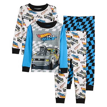 Toddler Boy Hot Wheels Snug Fit 4 pc Pajama Top & Pajama Bottoms Set