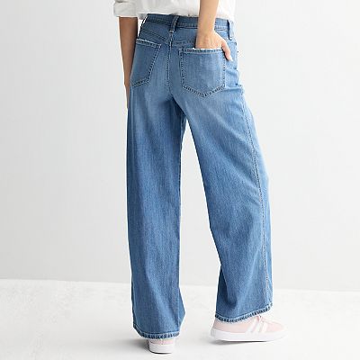 Juniors' SO® High Rise Baggy Wide Leg Jeans
