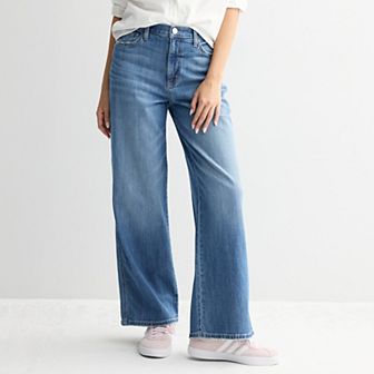 Juniors' SO® High Rise Baggy Wide Leg Jeans