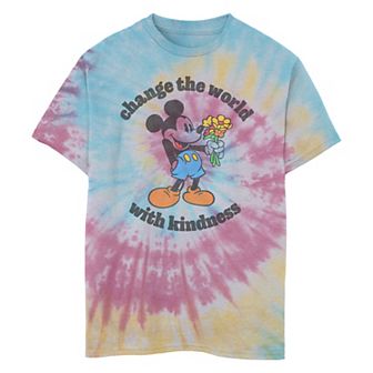 Disney's Mickey Mouse Change The World With Kindness Boys 8-20 Tie Dye Graphic Tee