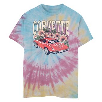 Boys 6-20 Corvette Floral Poster Tie Dye Graphic Tee