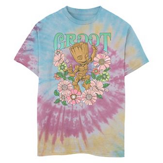 Boys 8-20 Marvel Guardians OF The Galaxy Groot Floral Dancer Tie Dye Graphic Tee