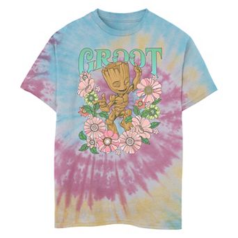 Boys 8-20 Marvel Guardians OF The Galaxy Groot Floral Dancer Tie Dye Graphic Tee