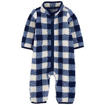 Baby Boy Carter's Plaid Sherpa Long-Sleeve Jumpsuit