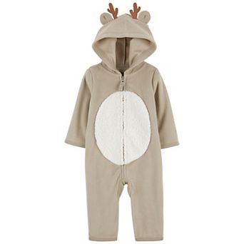 Baby Carter's Reindeer Hooded Bodysuit with Zip Closure