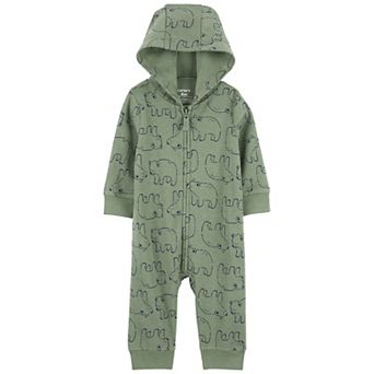 Baby Boy Carter's Bear Print Hooded Long-Sleeve Jumpsuit