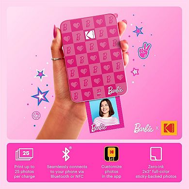 Kodak x Barbie Step Slim Instant Photo Printer, 2x3" Portable Printer Iconic Style - Bundle