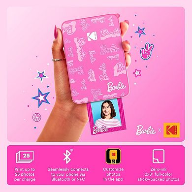 Kodak x Barbie Step Slim Wireless Instant Portable Photo Mobile Printer Gift Bundle, Signature Style