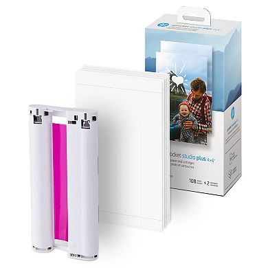 HP Sprocket Studio Plus 4x6 Wireless Instant Photo Printer 118 Sheets & Cartridge Bundle