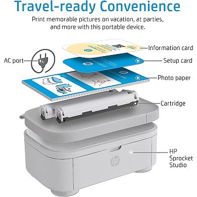 HP Sprocket Studio Plus 4x6 Wireless Instant Photo Printer 118 Sheets & Cartridge Bundle
