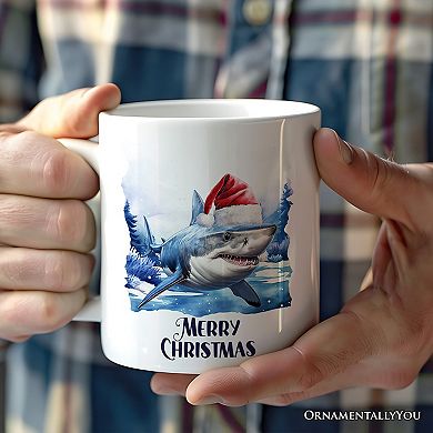 Shark with Santa Hat Mug, Festive Christmas Gift