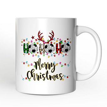 Soccer Buffalo Plaid Christmas Mug, Ho Ho Ho Football Gift