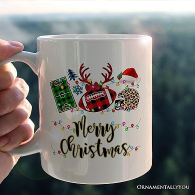 Football Buffalo Plaid Christmas Mug, Team and Coaches Gift