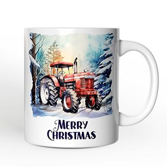 Vintage Tractor Mug, Pristine Snowy Serenity Christmas Gift