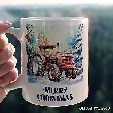 Vintage Tractor Mug, Pristine Snowy Serenity Christmas Gift