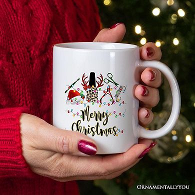 Nail Tech Buffalo Plaid Christmas Mug, Pedicure Gift