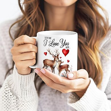 Valentine Deer Anniversary Mug for Couple, Together Keepsake Romantic Gift