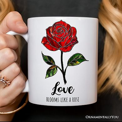 Rose Stained Glass Mug, Love Blooms Like a Rose Gift