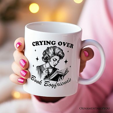 Crying Over Book Boyfriends Mug, Retro Anti-Valentine Funny Gift