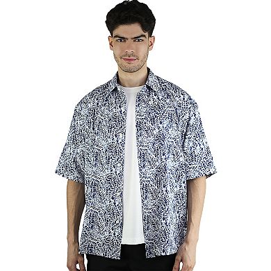 Men's Hawaiian Print Short Sleeve Casual Button-Down Shirt