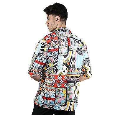 Men's Hawaiian Print Short Sleeve Casual Button-Down Shirt