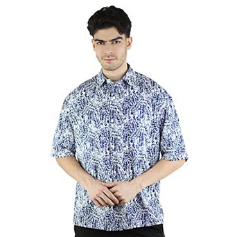 Men's Hawaiian Print Short Sleeve Casual Button-Down Shirt