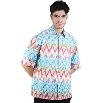 Men's Hawaiian Print Short Sleeve Casual Button-Down Shirt