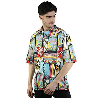 Men's Hawaiian Print Short Sleeve Casual Button-Down Shirt