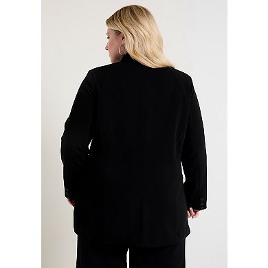 June + Vie Women's Plus Size Smooth Classic Blazer