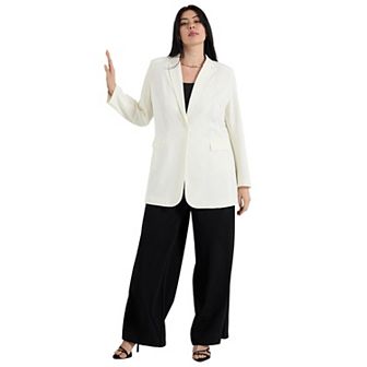June + Vie Women's Plus Size Smooth Classic Blazer