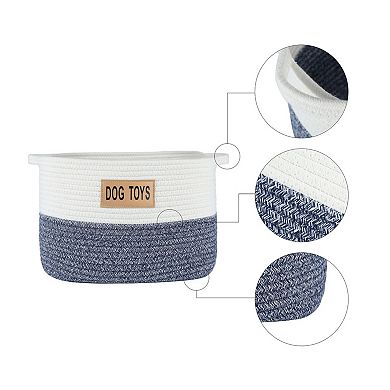Midlee Two Tone Rope Dog Toy Storage Basket