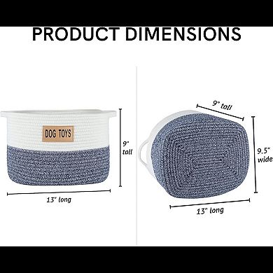 Midlee Two Tone Rope Dog Toy Storage Basket