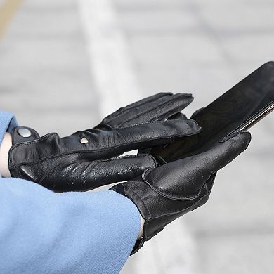 Women's Karla Hanson Leather Touch Screen Driving Gloves