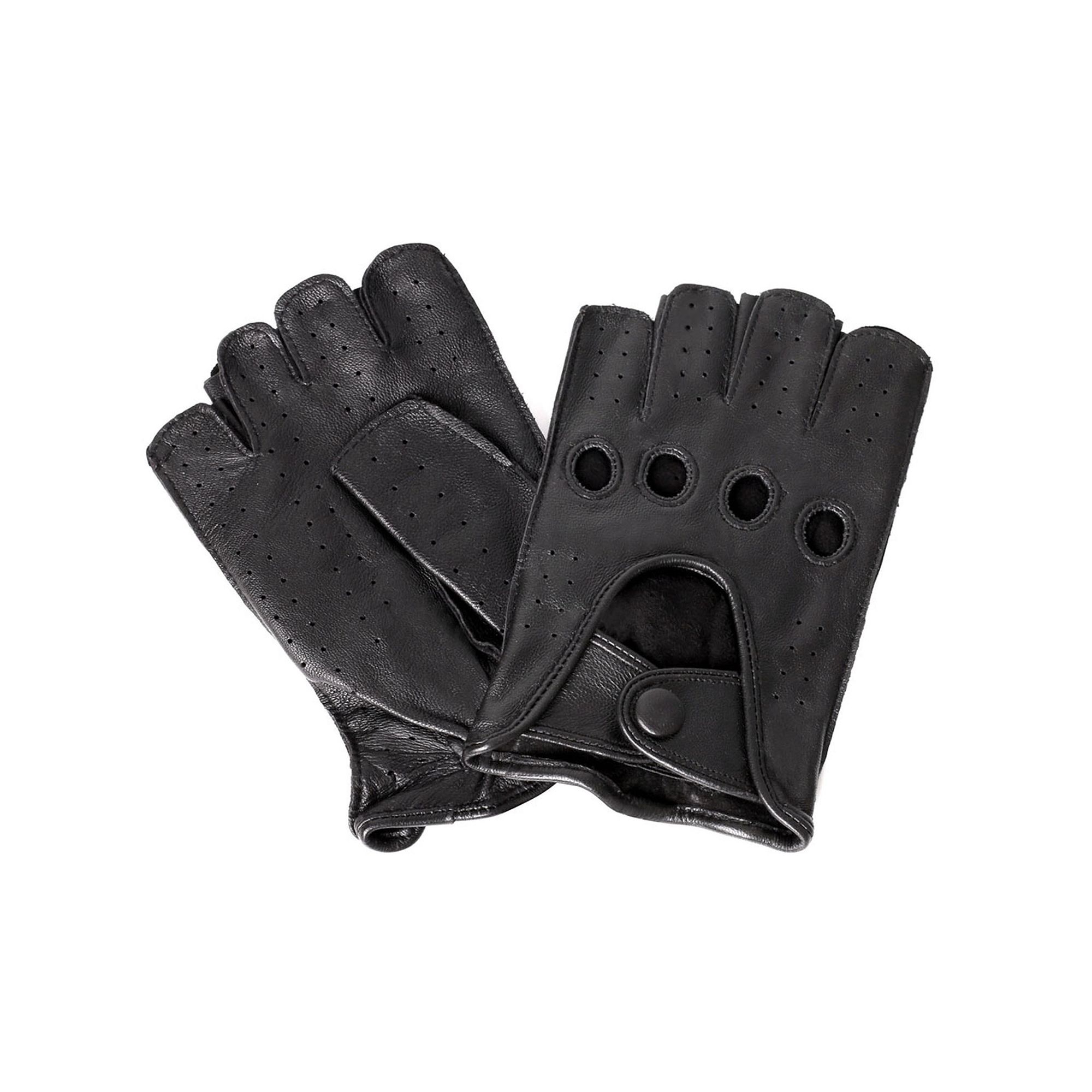 Womens Karla Hanson Leather Fingerless Driving Gloves, Size: Large, Black