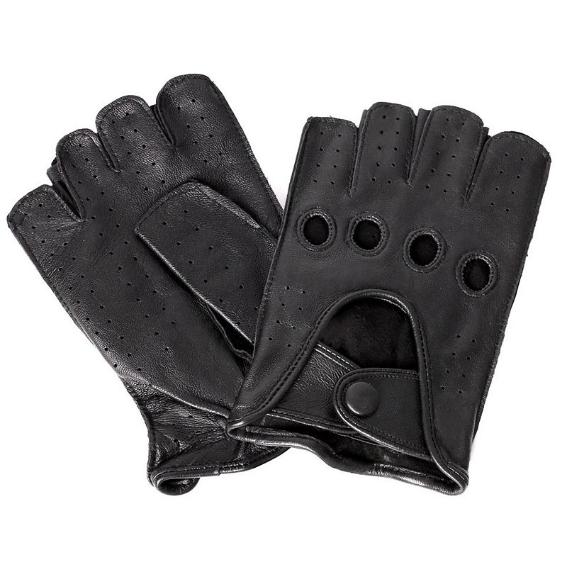 Women's Karla Hanson Leather Fingerless Driving Gloves, Size: Medium, Black