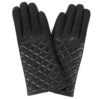 Women's Karla Hanson Quilted Leather Touch Screen Gloves