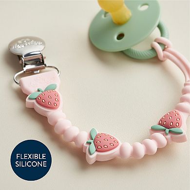 Itzy Ritzy Strawberry Sweetie Strap Plus Pacifier Clip