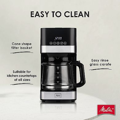 Melitta Aroma Tocco™ 10-Cup Drip Coffee Maker with Glass Carafe and Touch Control Display