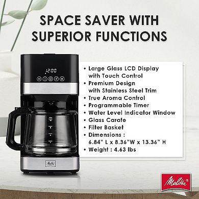 Melitta Aroma Tocco™ 10-Cup Drip Coffee Maker with Glass Carafe and Touch Control Display