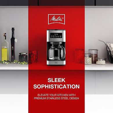 Melitta Aroma Tocco Plus 12-cup Hot and Iced Drip Coffee Maker with Glass Carafe and Touch Control Display