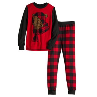 Boys 6-14 Cuddl Duds Long Sleeve Raglan Top & Allover Print Pajama Pants Set