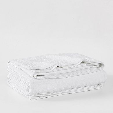Borghese Roma Luxe Basket Weave Cotton Throw Blanket