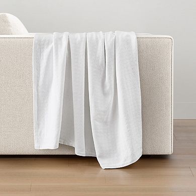 Borghese Roma Luxe Basket Weave Cotton Throw Blanket
